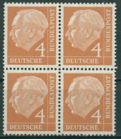 Bund 1954 Th. Heuss I Bogenmarken 178 4er-Block Postfrisch - Neufs