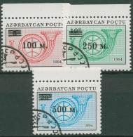 Aserbaidschan 1995 Posthorn 148/50 Mit Aufdruck 214/16 Gestempelt - Azerbaïjan