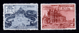 VATICAN CITY — SCOTT E11-E12 — 1949 BASILICA SPECIAL DELIVERY SET — MH — SCV $65 - Ungebraucht