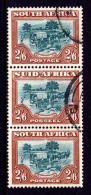 SOUTH AFRICA — SCOTT 63 — 1949 2/6- TREKKING PICTORIAL — USED STRIP/3 — SCV $30+ - Gebruikt