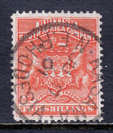 RHODESIA — SCOTT 10 — 1890 2/- VERMILION ARMS, KASAMA CDS — USED — SCV $38 - Rhodésie Du Nord (...-1963)