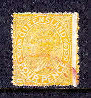 QUEENSLAND — SCOTT 68a (SG 169a) — 1883 4d QV "PENGE" FLAW — USED — SCV $70 - Usados