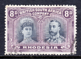 RHODESIA — SCOTT 109a (SG 185) — 1910 8d DOUBLE HEAD, P13½ — USED — SCV $275 - Rhodésie Du Nord (...-1963)