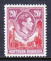 NORTHERN RHODESIA — SCOTT 45 — 1938 20/- KGVI HIGH VALUE — MH — SCV $37 - Rhodesia Del Nord (...-1963)