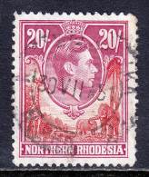NORTHERN RHODESIA — SCOTT 45 — 1938 20/- KGVI HIGH VALUE — USED — SCV $75 - Noord-Rhodesië (...-1963)