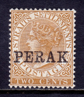 MALAYA (PERAK) — SCOTT 2 — 1880 2c BROWN QV 17mm OVPT — MNG — SCV $50 - Perak