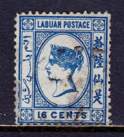 LABUAN — SCOTT 4 (SG 4) — 1879 16¢ BLUE QV ISSUE, WMK. 46 — USED — SCV $200 - Borneo Del Nord (...-1963)