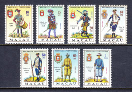 MACAO — SCOTT 404/410 —  1966 MILITARY UNIFORMS ISSUE — MNH — SCV $48 - Unused Stamps