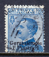 ITALY (OFFICES IN JERUSALEM) — SCOTT 4 — 1909 1pi ON 25c SURCH. — USED — SCV $20 - Zonder Classificatie