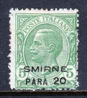 ITALY (OFFICES IN SMYRNA) — SCOTT 9 — 1922 20pa ON 5c SURCH. — MH — SCV $32 - Andere & Zonder Classificatie