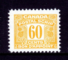 CANADA — VAN DAM FPS55 — 60¢ THIRD ISSUE POSTAL SCRIPT — MNH — CV $31 - Fiscale Zegels