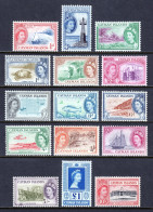 CAYMAN ISLANDS — SCOTT 135-149 — 1953-59 QEII PICTORIAL SET — MH — SCV $125 - Cayman (Isole)
