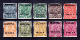 BURMA — SCOTT O1/O10 — 1937 KGV OFFICIALS — MH — SCV $113 - Birma (...-1947)