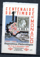 MONACO -- MONTE CARLO -- Monégasque -- Vignette, Cinderella -- Centenaire Du 1er Timbre De Monaco - Variedades Y Curiosidades