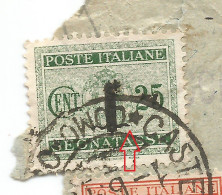 Fascetti Varietà Nastro Destro Spezzato Su Segnatasse C.25 + Tax Regno Racc. Milano 30mag1944 X Lecco Tassa Carico - Storia Postale