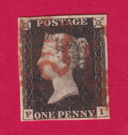 GRANDE BRETAGNE N°1 ONE PENNY BLACK CROIX DE MALTE ROUGE TIMBRE BRIEFMARKEN STAMP FRANCE - Used Stamps