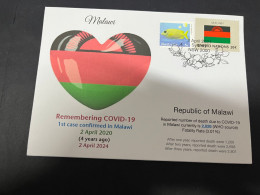 2-4-2024 (4 Y 43) COVID-19 4th Anniversary - Malawi - 2 April 2024 (with Malawi UN Flag Stamp) - Disease