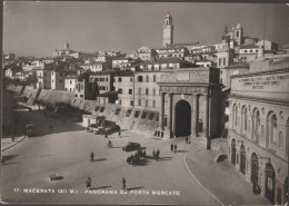 Cartolina Viaggiata Affrancata Macerata 311 M Panorama Da Porta Mercato 1950 Francobollo 6 Lire - Macerata