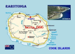 Cook Islands Rarotonga Island Map New Postcard * Carte Geographique * Landkarte - Cook