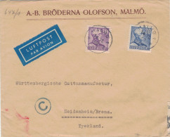Bröderna Olofson Malmö 1940 > Württembergische Cattunmanufactur Heidenheim - Zensur OKW - Brieven En Documenten