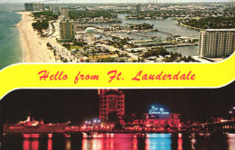 FORT LAUDERDALE, MULTIPLE VIEWS, ARCHITECTURE, BEACH, PORT, BOATS, SHIP, FLORIDA, UNITED STATES, POSTCARD - Fort Lauderdale