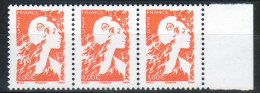 FR.2023 -" MARIANNE DE L'AVENIR " 1 Bande De 3ex à 1.00 € Orange - Marge à Droite - Gommé - 1 Bande Phospho  Neuf** - 2023-... Marianne De L’avenir