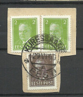 Estland Estonia 1940 O Kuressaare "A" Michel 113 & 114 On Piece - Estland