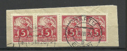 Estland Estonia 1926 O Tartu "D" Michel 37 A As 4-stripe On Piece. Thin Paper Type - Estland