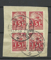 Estland Estonia 1926 O Tallinn "S" Michel 37 A As 4-block On Piece. Thin Paper Type - Estland