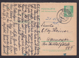 DDR Ganzsache P 70 F Antwort Pieck Eisenach Thüringen Hannover Niedersachsen - Cartoline - Usati