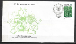 INDE. N°1059 Sur Enveloppe 1er Jour (FDC) De 1990. Conseil De La Recherche Agricole/Céréales/Microscope. - Agriculture