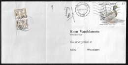 Belgium. Stamps Sc. 1321, J66 On Commercial Letter, Taxed - Postage Due Stamps, Sent From Ingelmunster On 29.01.1990 - Cartas & Documentos