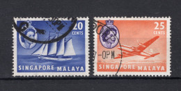SINGAPORE Yt. 36/37° Gestempeld 1955 - Singapour (...-1959)