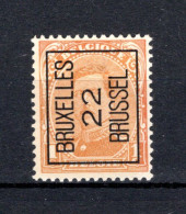 PRE55A MH* 1922 - BRUXELLES 22 BRUSSEL   - Tipo 1922-26 (Alberto I)
