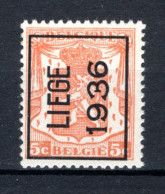 PRE311A MNH** 1936 - LIEGE 1936 - Typo Precancels 1936-51 (Small Seal Of The State)