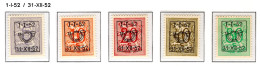 PRE620/624 MNH** 1952 - Cijfer Op Heraldieke Leeuw Type D - REEKS 42 - Sobreimpresos 1951-80 (Chifras Sobre El Leon)