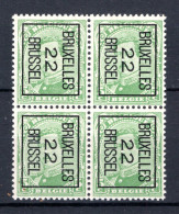 PRE60B MNH** 1922 - BRUXELLES 22 BRUSSEL (4 Stuks)  - Typos 1922-26 (Albert I)