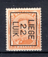 PRE57B MNH** 1922 - LIEGE 22 LUIK - Typo Precancels 1922-26 (Albert I)