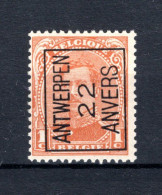PRE54A MNH** 1922 - ANTWERPEN 22 ANVERS  - Typografisch 1922-26 (Albert I)