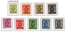 PRE529/537 MNH** 1945 - Klein Staatswapen Opdruk Type D - REEKS 28 - Typos 1936-51 (Kleines Siegel)