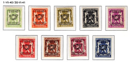 PRE446/454 MNH** 1940 - Klein Staatswapen Opdruk Type D - REEKS 19 - Typografisch 1936-51 (Klein Staatswapen)