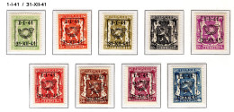 PRE455/463 MNH** 1941 - Klein Staatswapen Opdruk Type D - REEKS 20 - Typos 1936-51 (Petit Sceau)