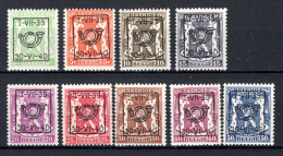 PRE428/436 MNH** 1939 - Klein Staatswapen Opdruk Type D - REEKS 17 - Typo Precancels 1936-51 (Small Seal Of The State)