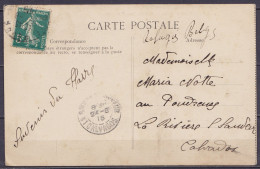 CP Sainte Adresse Affr. 5c Semeuve Verte Càd LE HAVRE /21-8-1915 Pour Réfugiés Belges à LA-RIVIERE-ST-SAUVEUR Calvados - Armée Belge