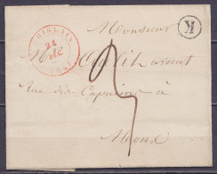 LSC (sans Contenu) Càd ST-GHISLAIN /24 DEC. 1847 Pour MONS - Boîte Rurale "K" - Port "3" (au Dos: Càd Arrivée MONS) - 1830-1849 (Belgica Independiente)