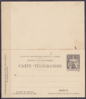 France - EP Carte-télégramme 30c Noir Type Chaplain Avec Partie 'Réponse' ** Variété: Sans Accent Sur "TELEGRAPHIQUE" 18 - Rohrpost