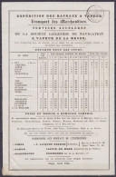 Affichette Publicitaire "SOCIETE LIEGEOISE DE NAVIGATION A VAPEUR DE LA MEUSE" Liège Avril 1844 - Cachet "TIMBRE D'AVIS  - Transportmiddelen