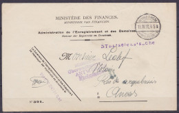 Imprimé (avertissement)  "Ministère Des Finances" En Franchise Càpt WYNEGHEM /11.11.1916 Pour ANVERS - Griffes "Staatsdi - Other & Unclassified