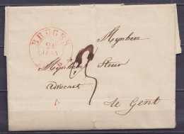 L. Càd BRUGES /26 JANV 1836 Pour GENT - Port "3" (au Dos: Càd Arrivée GAND) - 1830-1849 (Belgique Indépendante)