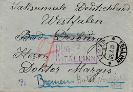 Estland: 1923: Einschreiben Tallinn Nach Bremen - Estland